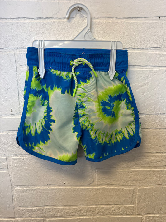 2T Cat & Jack Blue & Green Tie Dye Swim Trunks