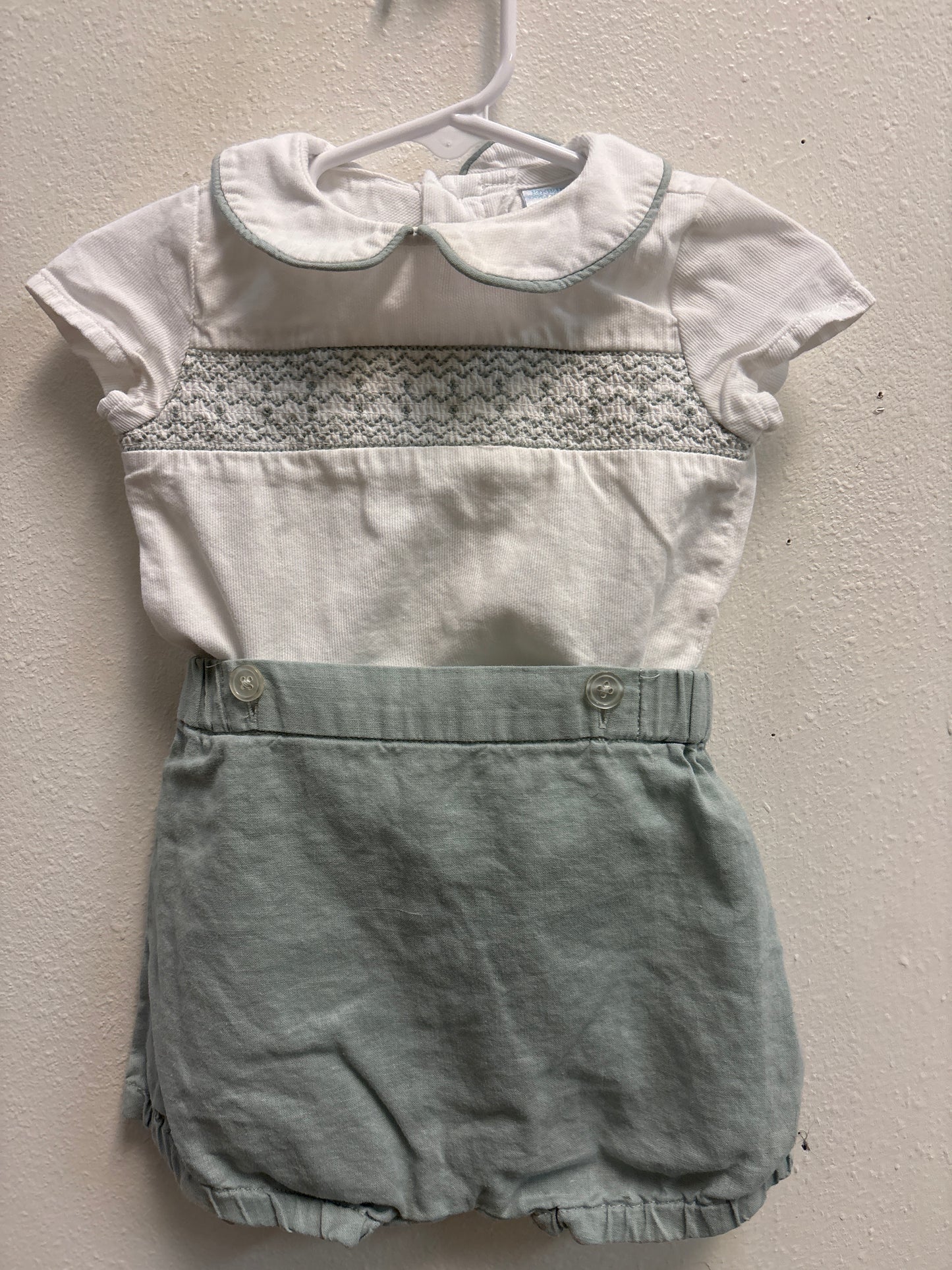 12m Edgehill Collection Sage Smocked Outfit
