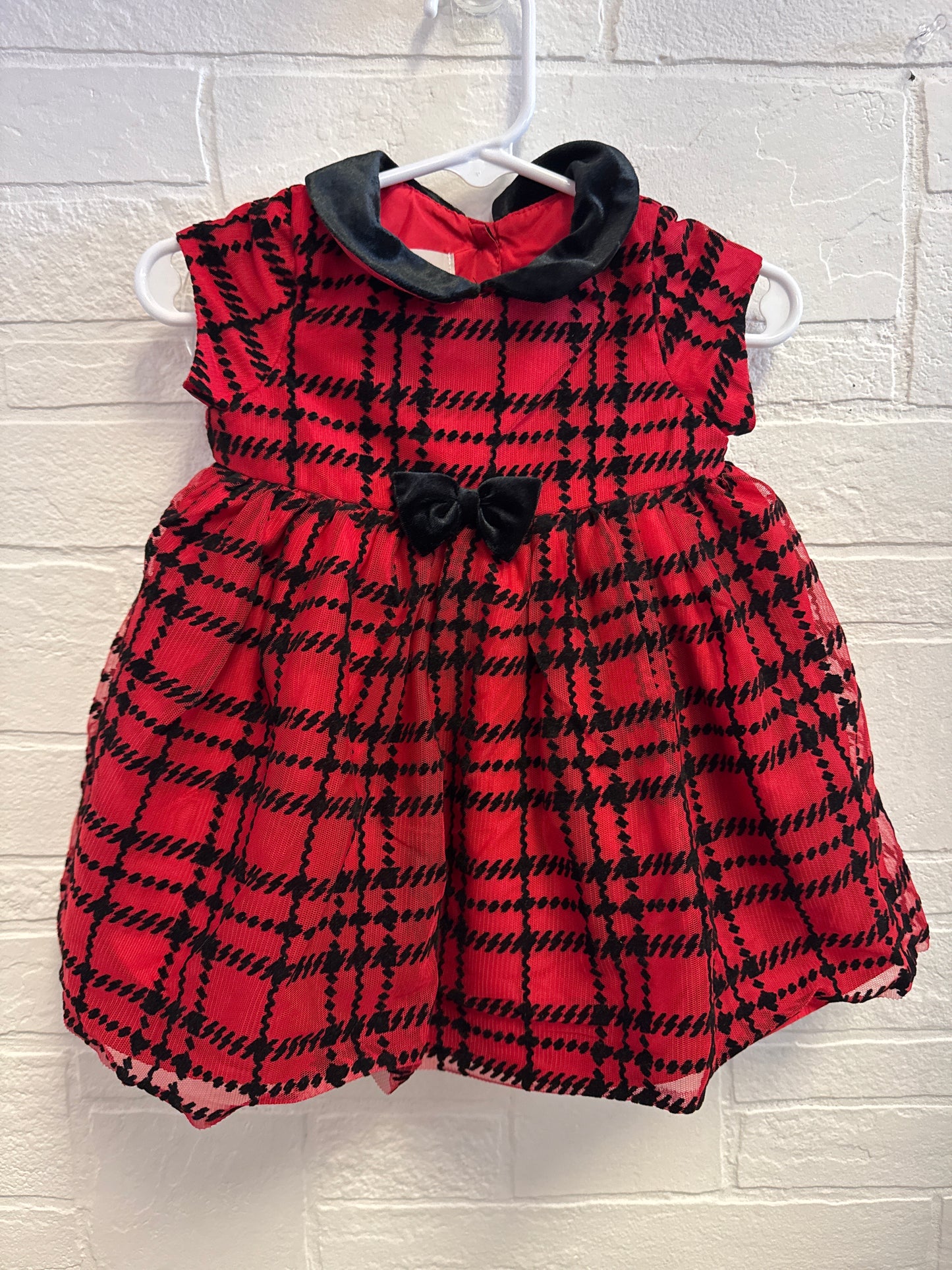 6-9m Pippa & Julie Red+Black Velvet Dress