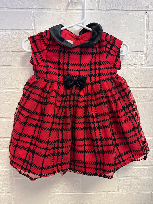 6-9m Pippa & Julie Red+Black Velvet Dress