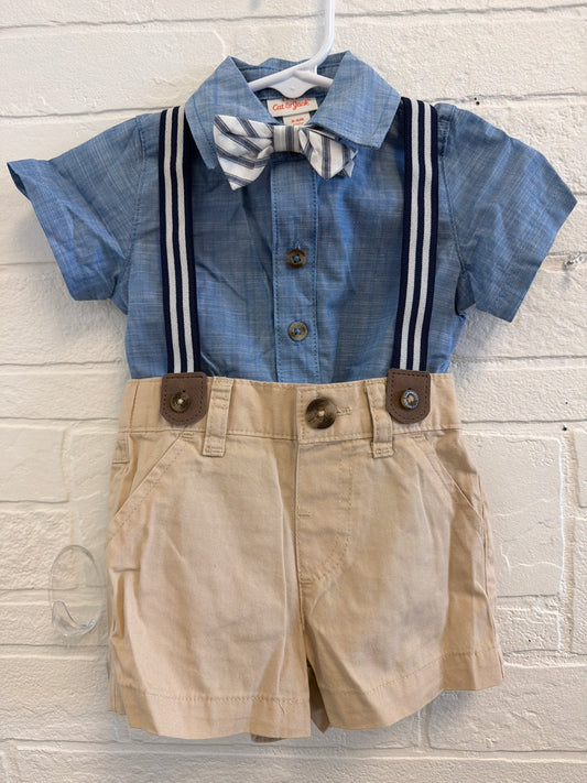 3-6m NEW Blue/Khaki Suspender+Bowtie Set