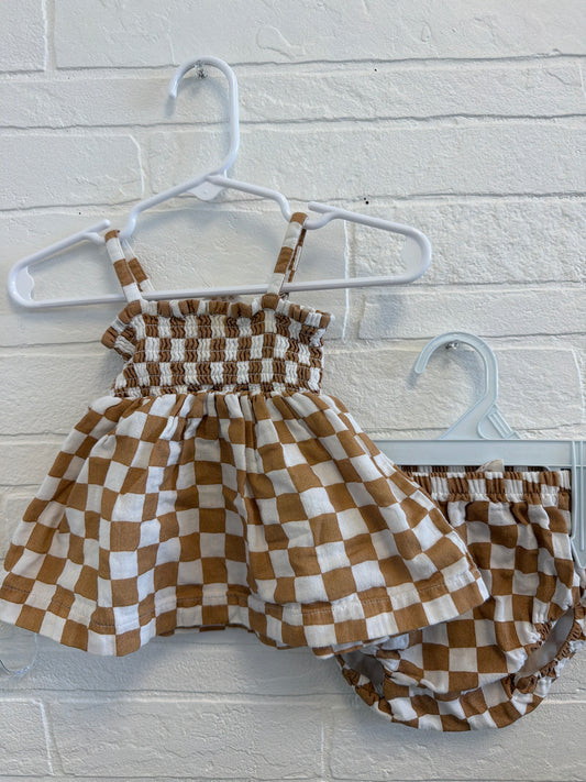 6-12m Siix Tan Checkered Set
