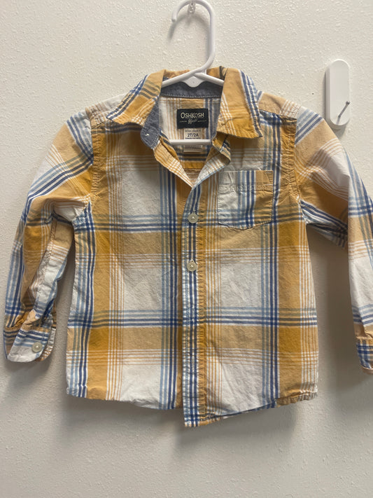 2t Osh Kosh Yellow Blue Button Down