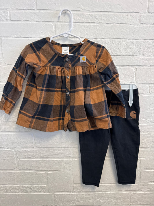 12m Carhartt Flannel Tunic+Leggings Set