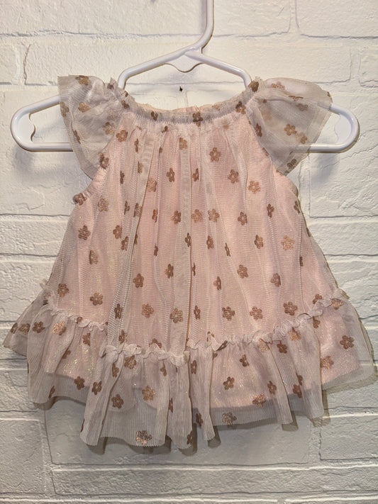NB Pink Shimmer Flower Dress+Bloomers