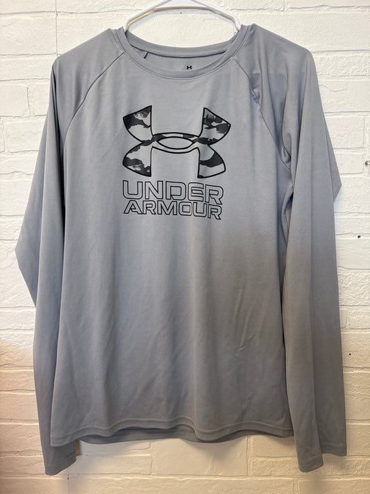 YXL Under Armour Gray & Black Camo Logo Dri-Fit Longsleeve