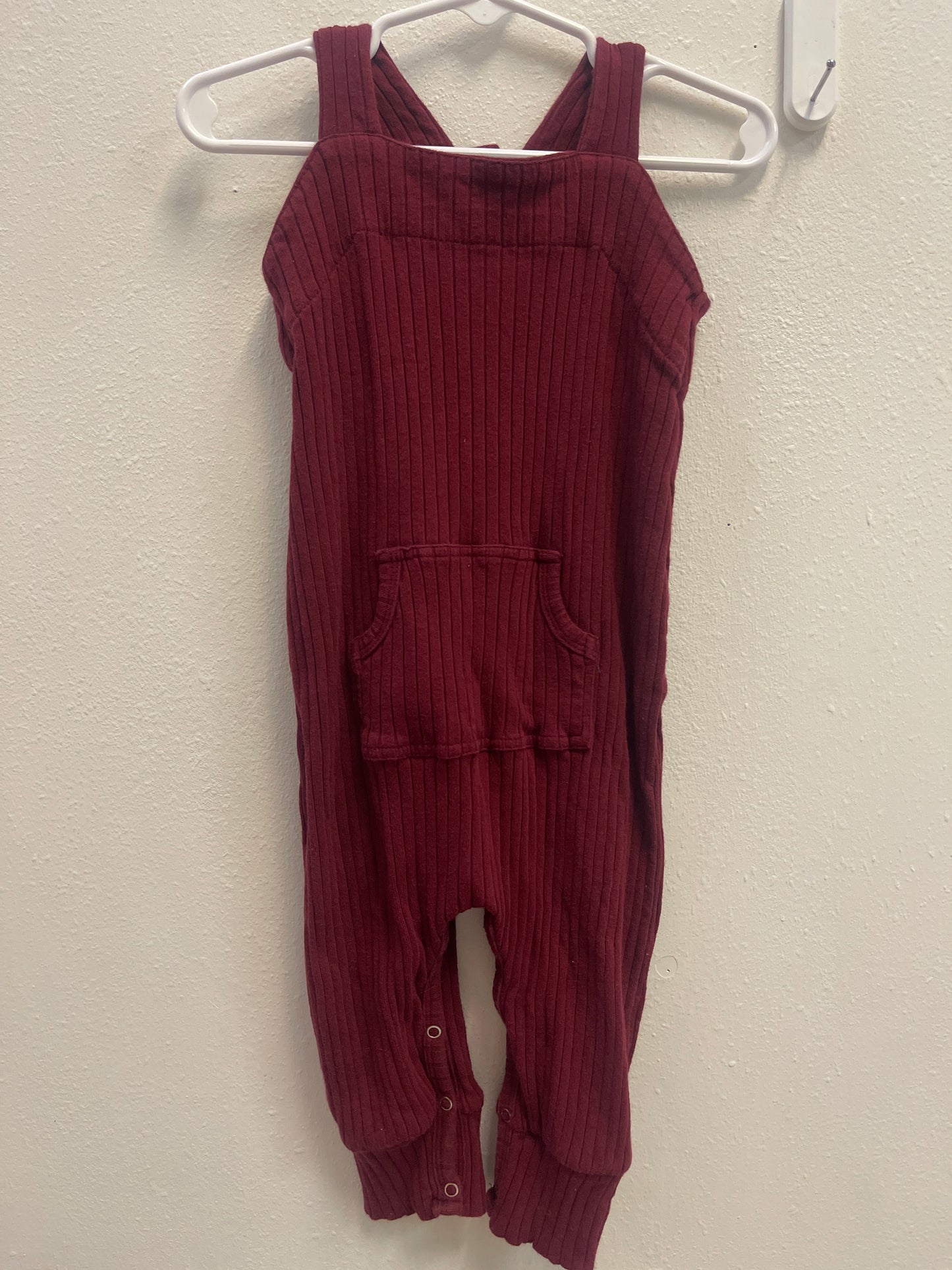 12/18m Kate Quinn Maroon Ribbed Pocket Romper