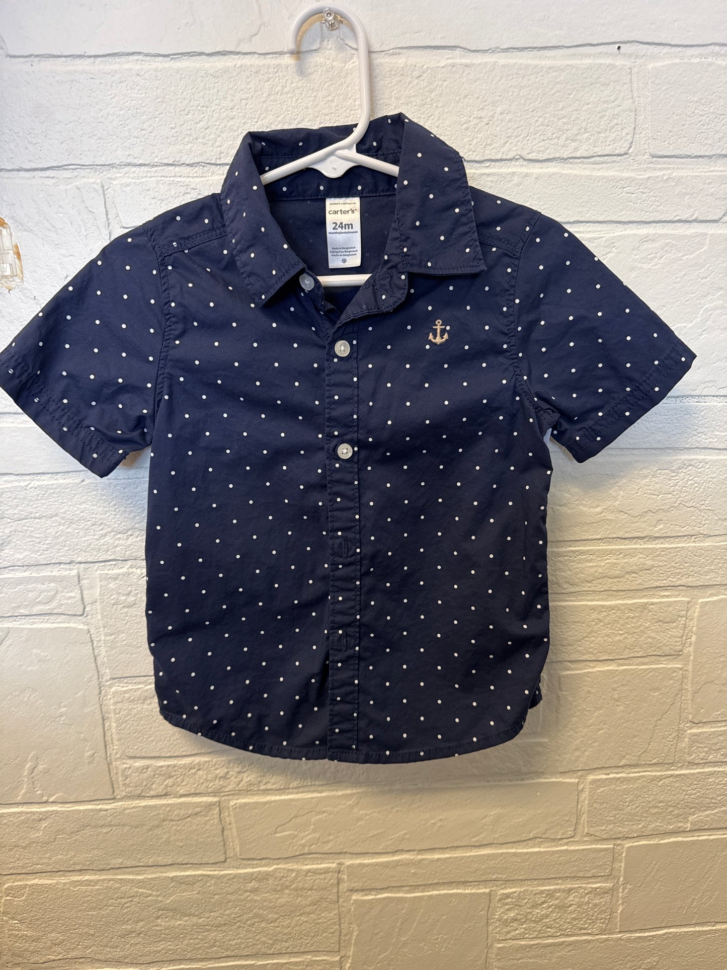 24M Carter’s Navy Blue & White Dots Button Up