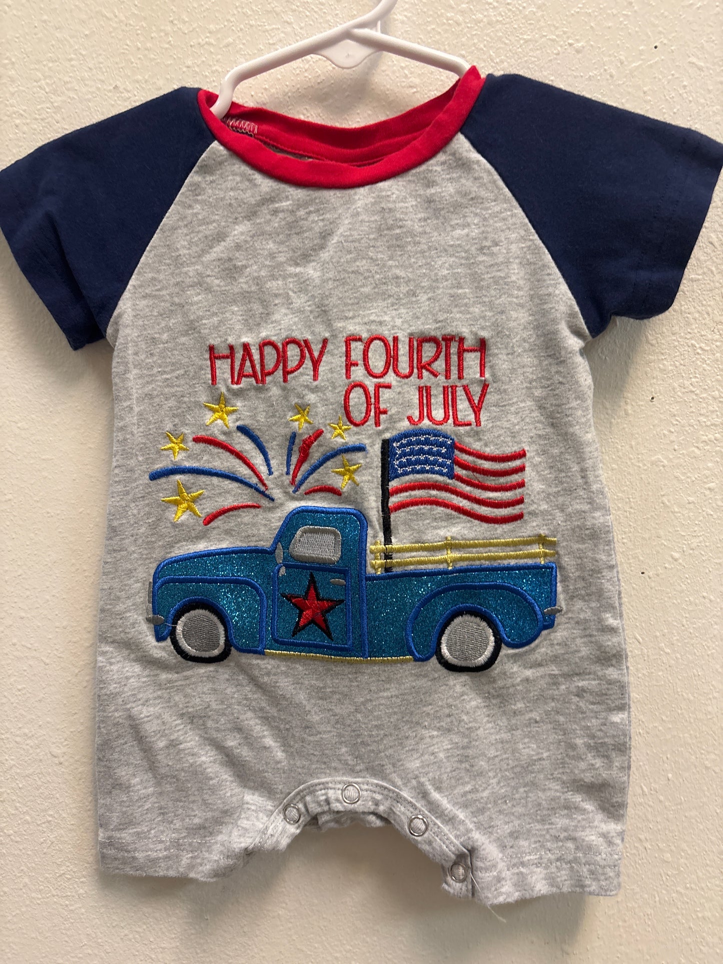 3-6m 4th July Truck Romper