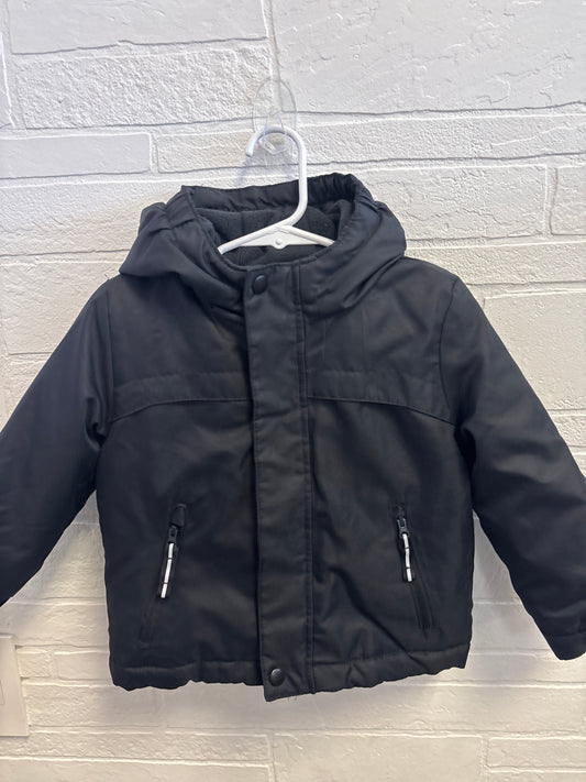 2T Black Hooded Coat