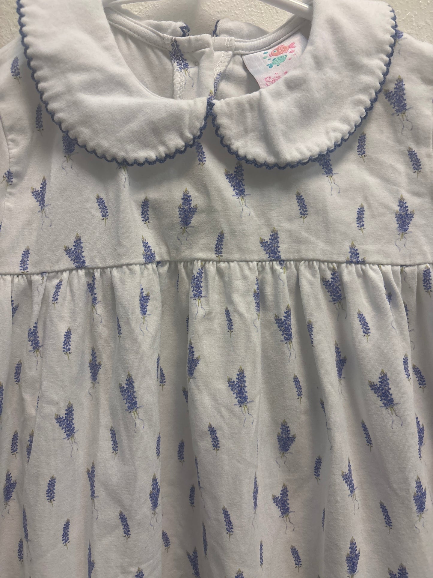 7 Stitchy Fish Lavender Print Dress