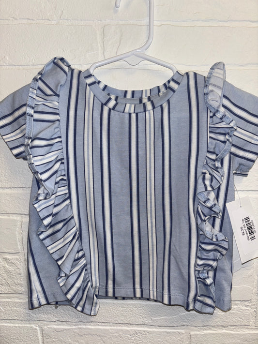 24m Jessica Simpson Blue Stipe Ruffle Sides Top