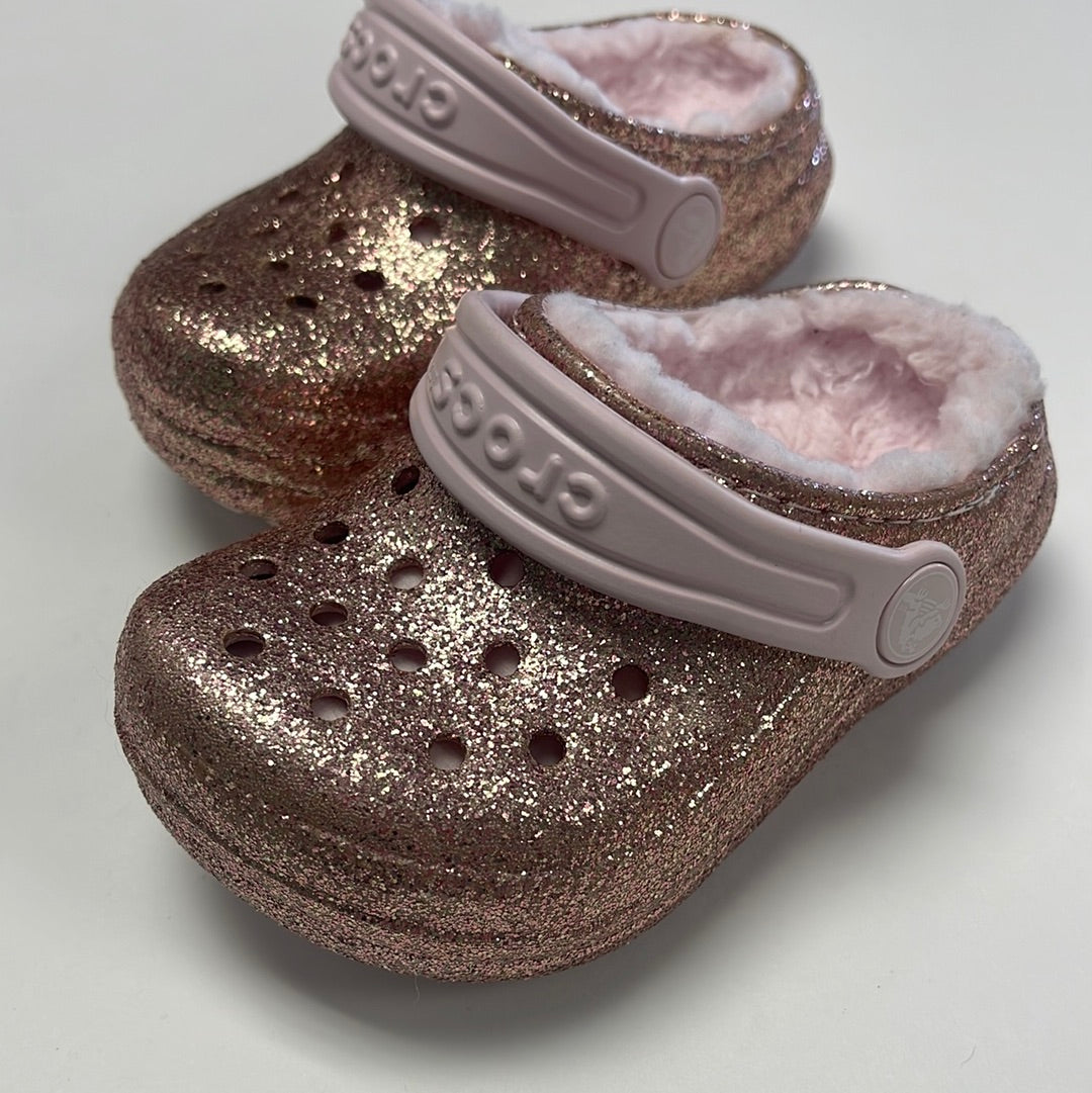 6 Pink Glitter Fur Lined Croc Dandelions Children's Resale