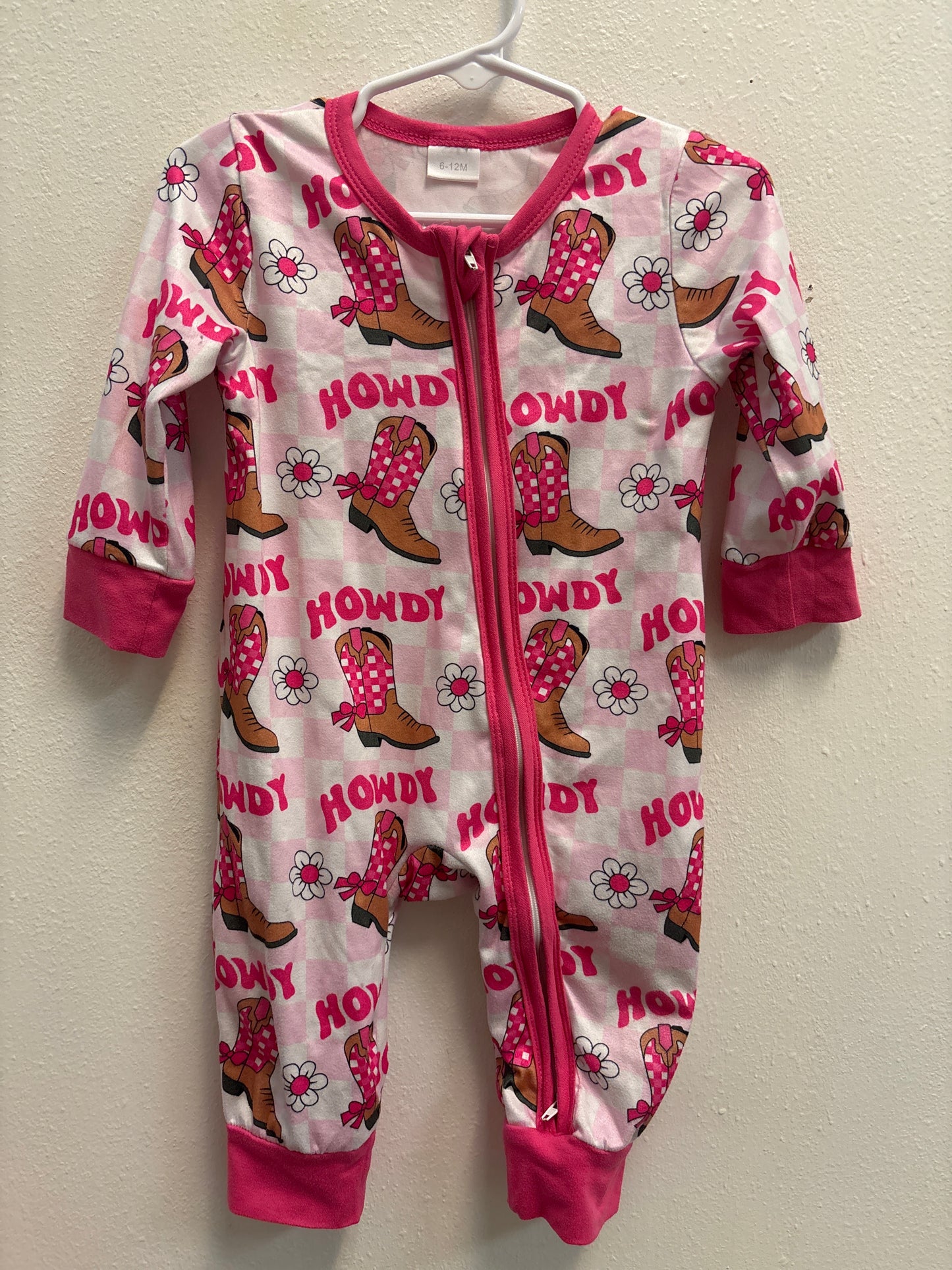 6-12m Pink Howdy Romper