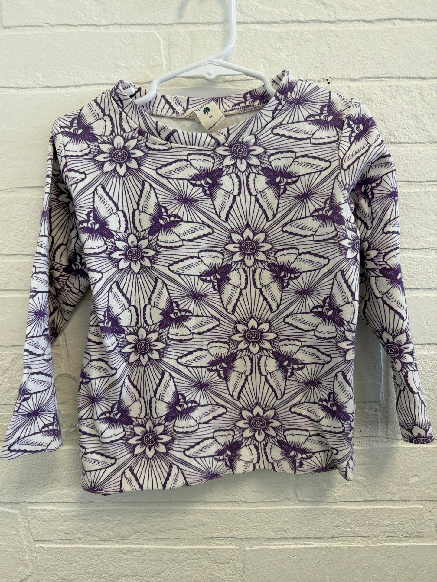 4t Kate Quinn Organic Cotton Purple Floral+Moth Shirt