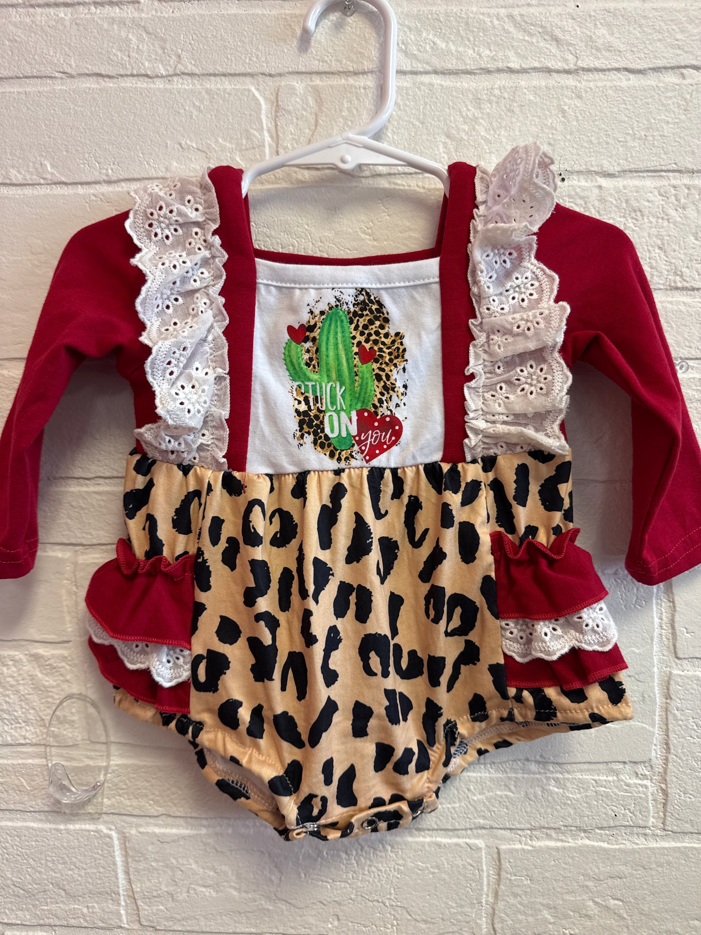 3-6m NEW Stuck On You Leopard Bubble Romper