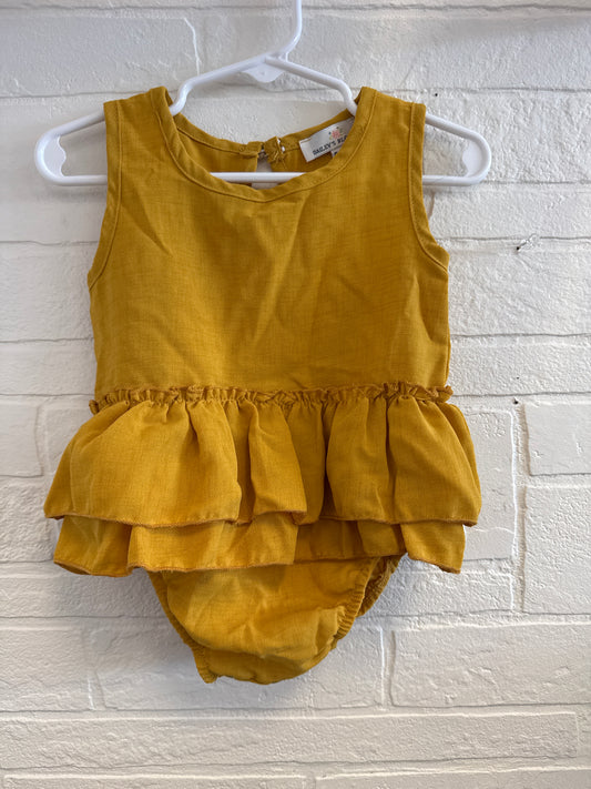 9/12m Baileys Blossom Mustard Ruffle Romper