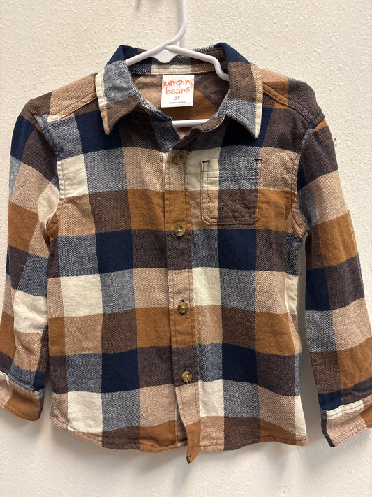 2T Brown Blue Flannel