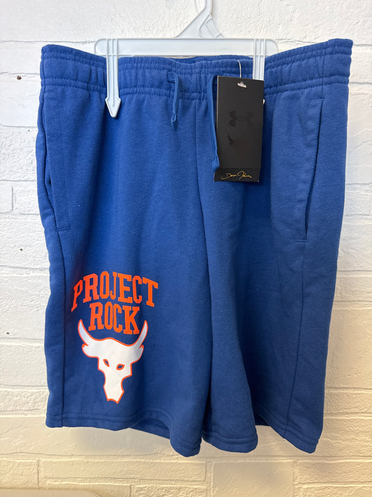 YLG NEW Under Armour Project Rock Blue Terry Shorts