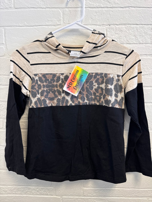 7/8 NEW Leopard/Stripe Hooded Longsleeve
