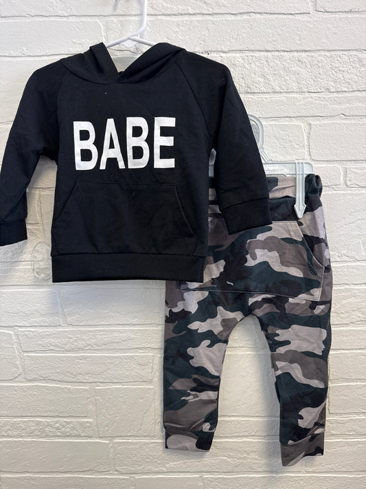 18/24m NEW BABE Hoodie+Camo Joggers Set