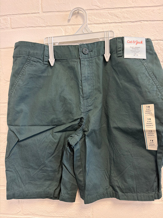 18 NEW Flat Front Shorts Olive Green