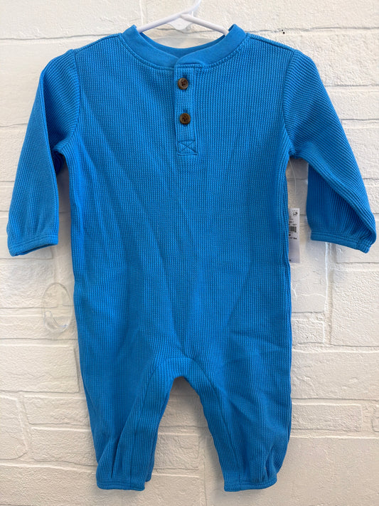 3-6m NEW Blue Waffle Knit Romper