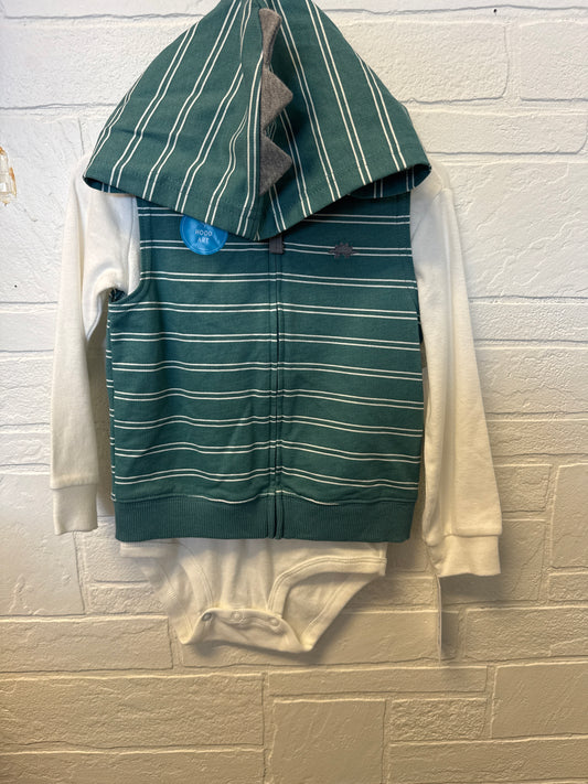 24M NWT Carter Dino Long Sleeve Onesie With Green Hooded Vest