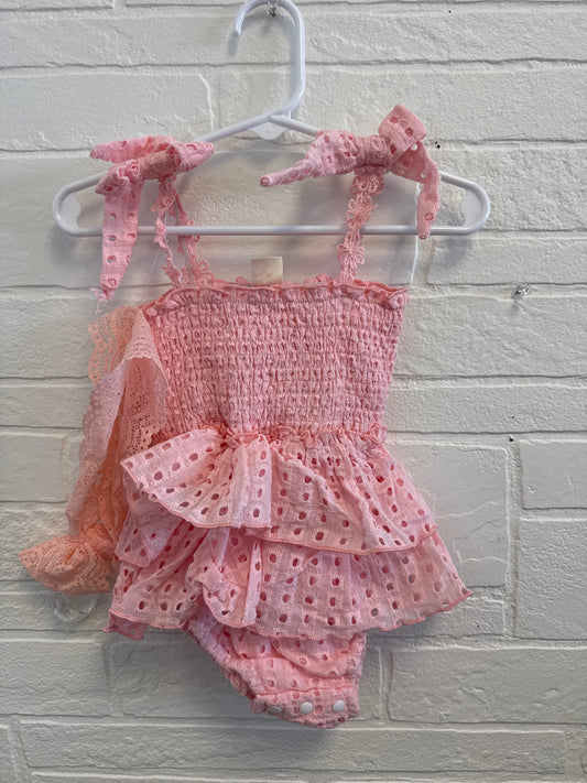 3/6m NEW Pink Lace Romper+Bow