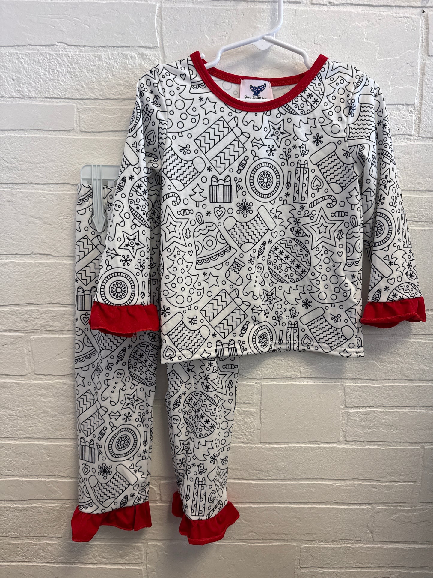 2t Black & White Christmas Set w/Ruffle Cuffs