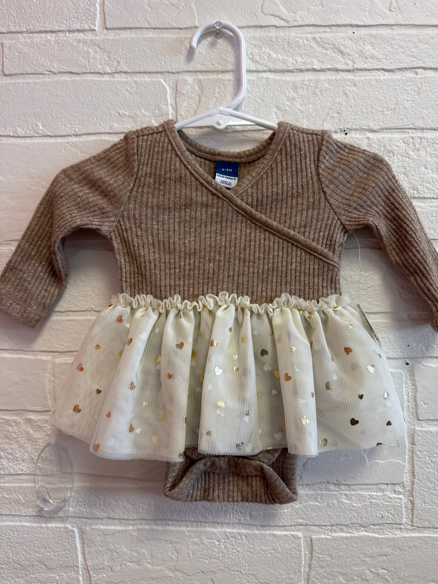0-3m NEW Old Navy Gold Hearts Skirted Romper