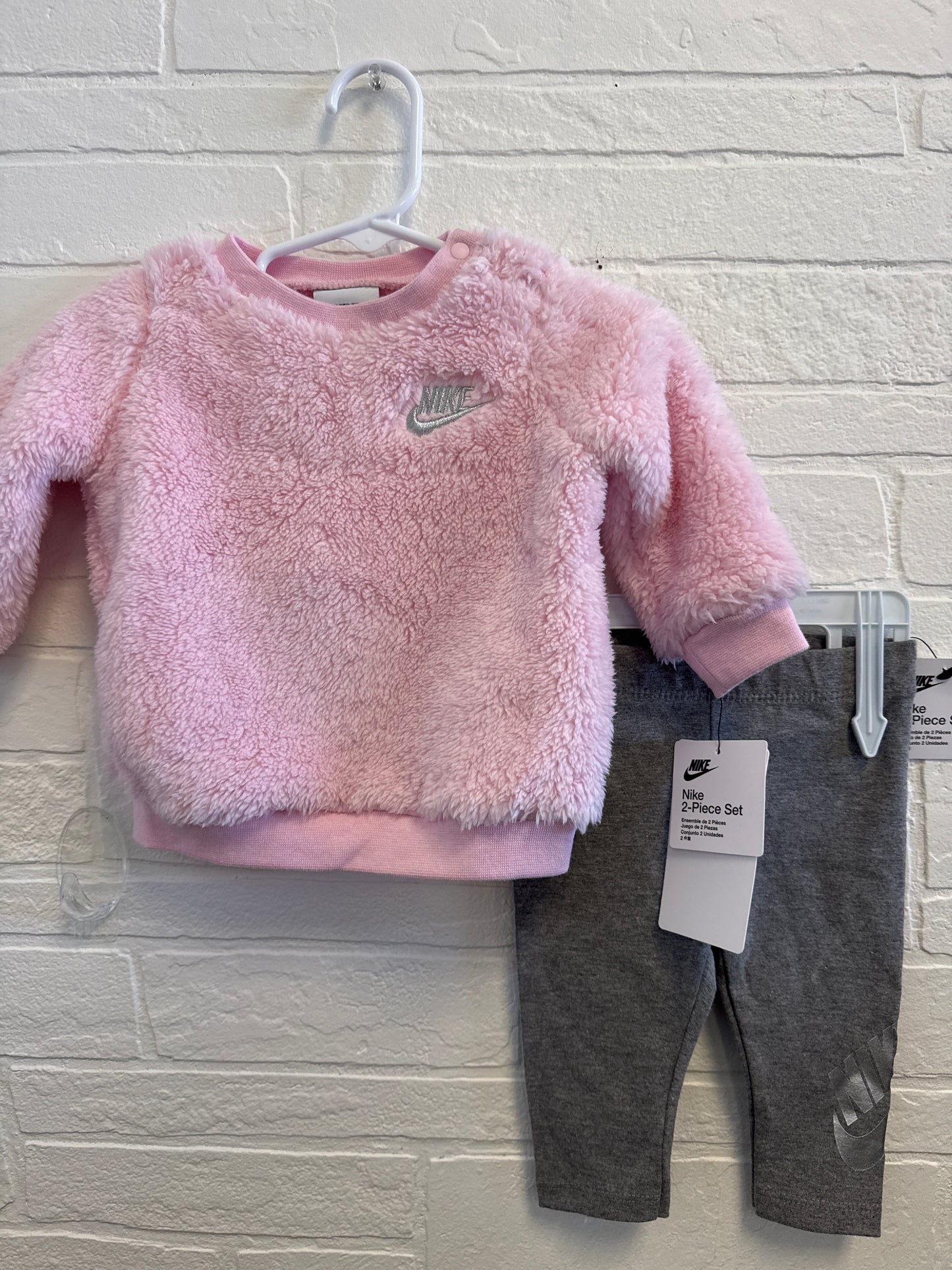 6m NEW Nike Pink Sherpa Crewneck+Leggings Set