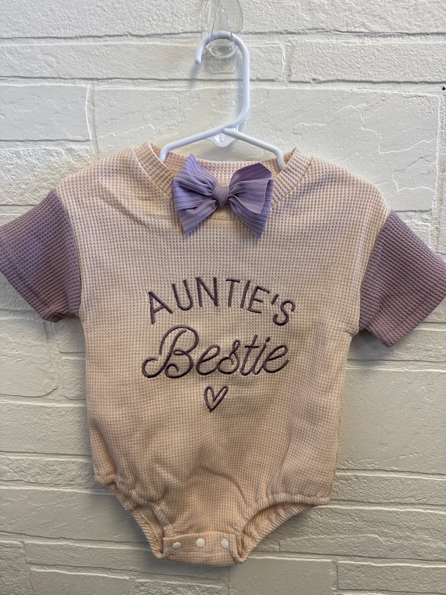 6-12m Aunties Bestie Bubble Romper+Bow