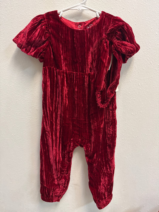 18m New Red Velour Romper