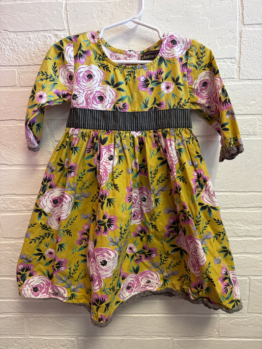 4t Mustard Pie Pink+Mustard Floral Dress