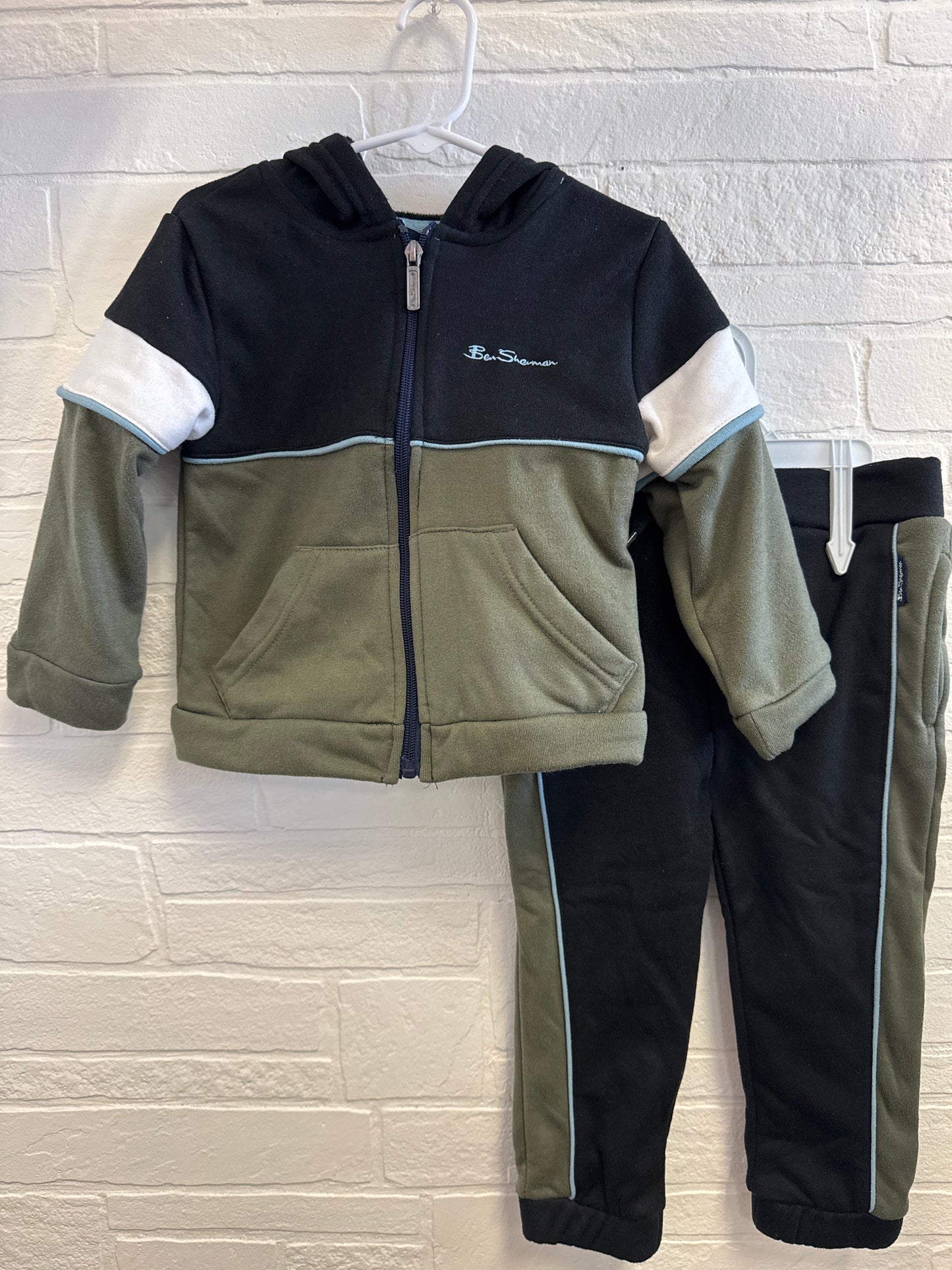 3t Ben Sherman Green + Black Full Zip Sweat Set