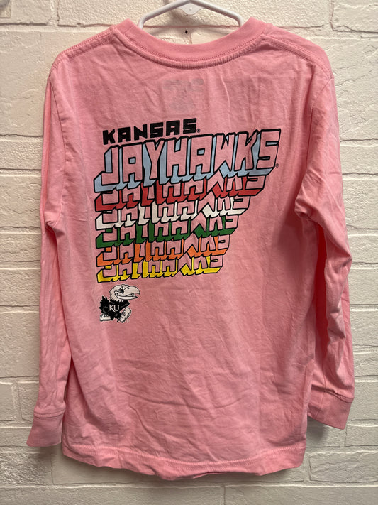 S(6-7) Pink Kansas Jayhawks Long Sleeve