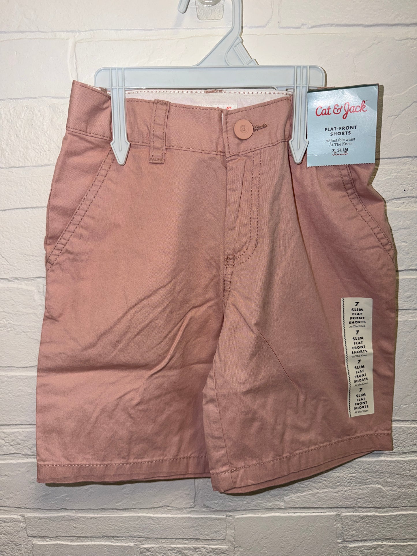 7 Slim NEW Flat Front Shorts Pink