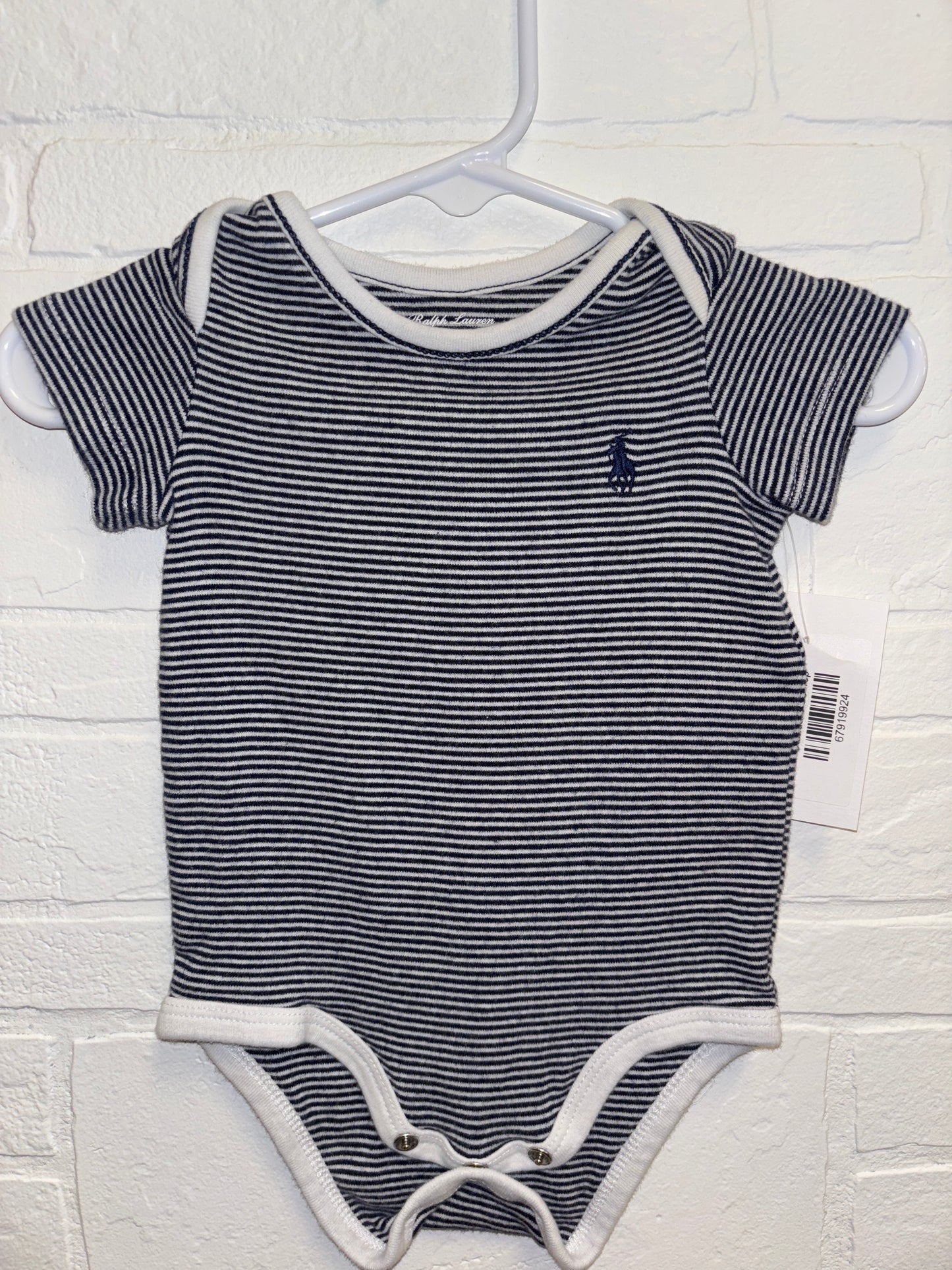 6m Ralph Lauren Blue Striped Onesie