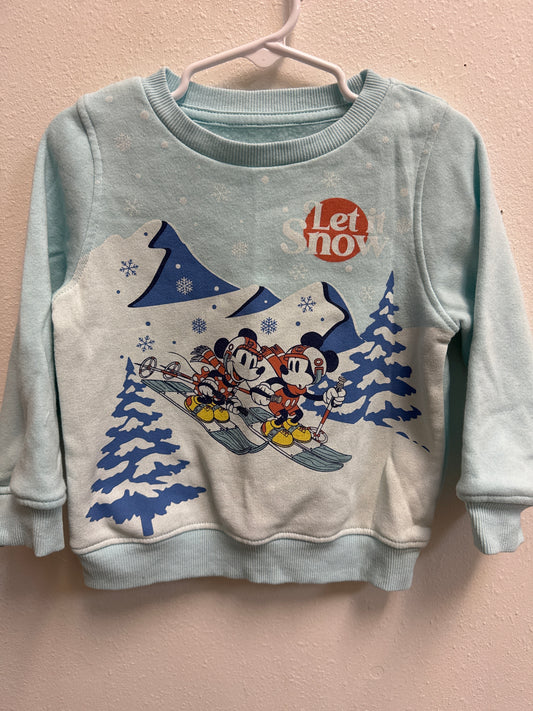 2t Mickey & Minnie Blue Let It Snow Crewneck