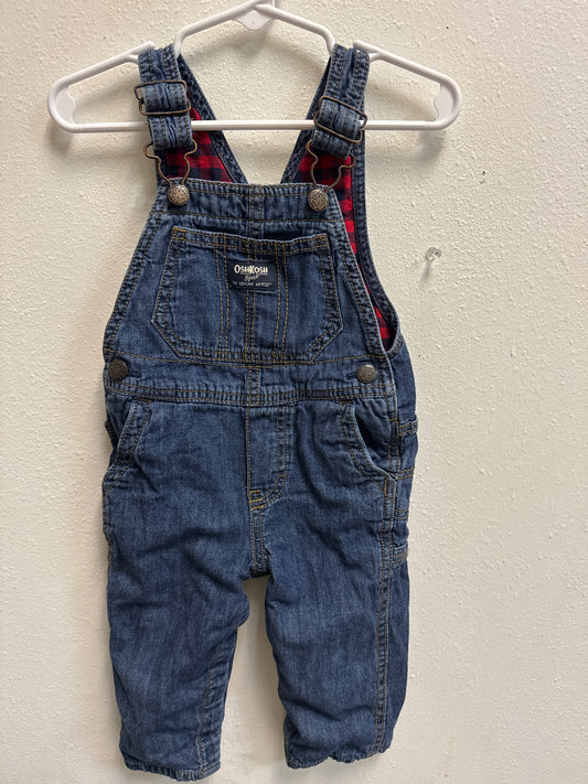 12m OshKosh B’gosh Buffalo Plaid Lined Denim Overalls
