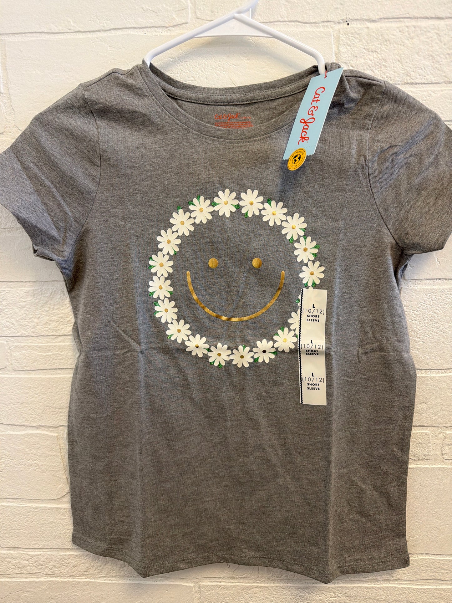 L(10-12) NEW Flower Smiley Face Tee