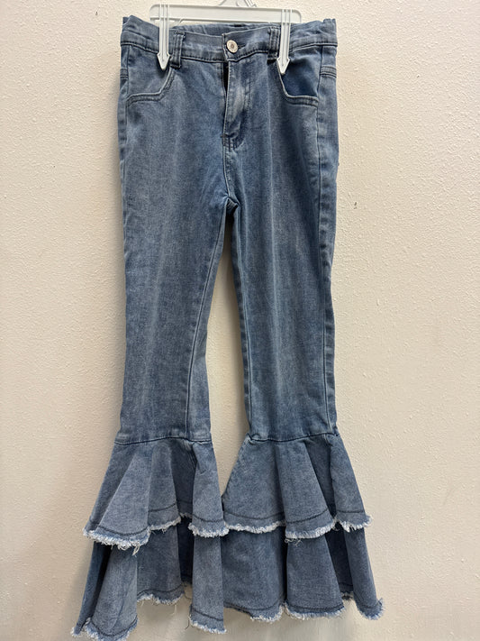 10 Tiered Flare Light Jeans