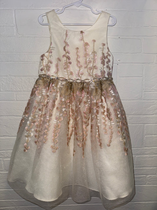6/7 American Princess Cream & Pink Diamond Belt Dress