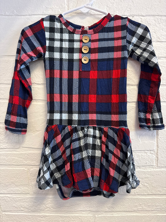 12-18m Bums & Roses Bamboo Red + Blue Paid Romper