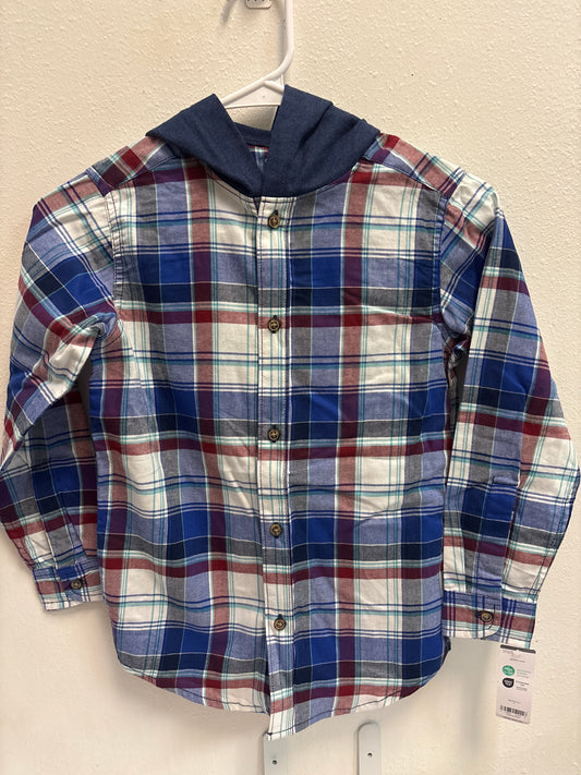 8 New Carters Plaid Hooded Shirt