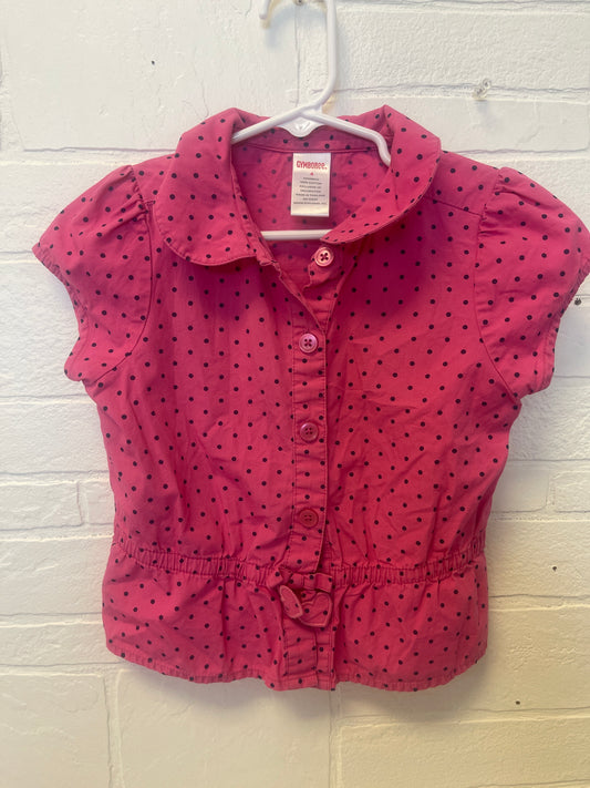 4 Gymboree Pink Dots Heart Tie Top