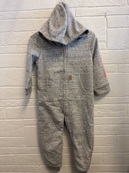 18m Carhartt Gray+Pink Hooded Romper