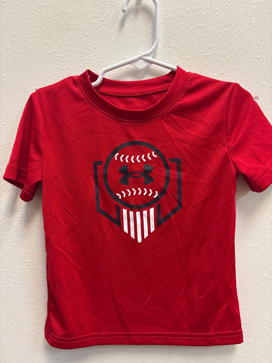 2T Red + Black Baseball Under Armour Logo Tee