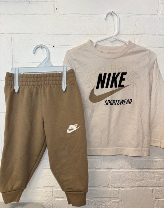 2t Nike Tan Sportswear Long Sleeve Fleece Set